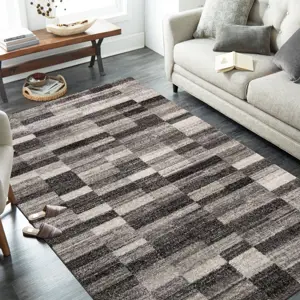 Produkt Moderní šedohnědý koberec s obdélníky
