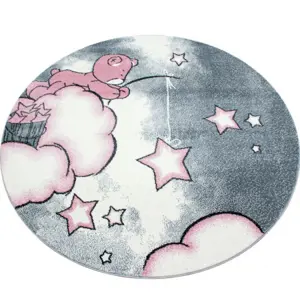 Produkt Dětský koberec Kids Medvídek na obláčku růžový - kruh