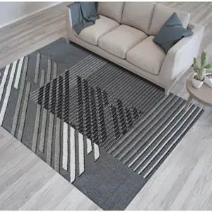 Designový koberec v šedé barvě s pruhy