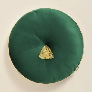 Produkt Elegantní zelený velurový kulatý dekorativní polštář