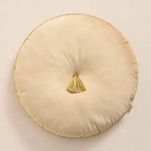 Produkt Krémový sametový kulatý dekorativní polštář
