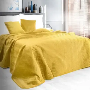 Produkt Oboustranný prošívaný přehoz na postel žluté barvy