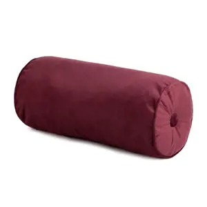 Produkt Sametový polštářek ve tvaru válce ve vínové barvě