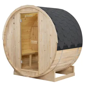 Produkt Juskys Venkovní sudová sauna Spitzbergen M délka 120 cm průměr 180 cm (3,6 kW)
