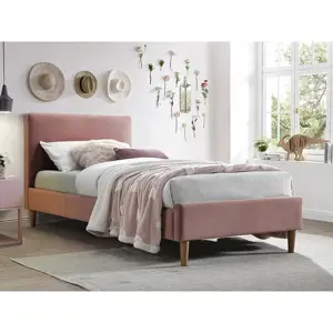 Signal Čalouněná postel ACOMA 90 x 200 cm barva starorůžová/dub