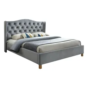 Produkt Signal Čalouněná postel ASPEN VELVET 160 x 200 cm barva šedá / dub