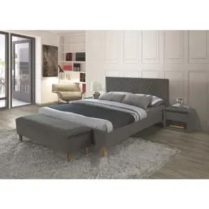 Produkt Signal Čalouněná postel AZURRO VELVET 140 x 200 cm barva šedá / dub