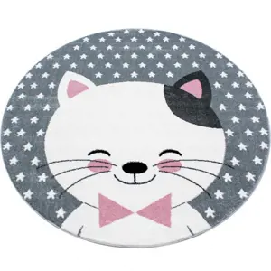 Produkt Dětský koberec Kids Kočička růžový - kruh