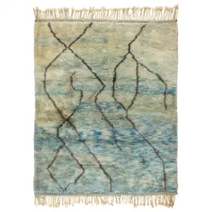 Produkt Ručně tkaný vlněný koberec BERBER MR4270 Beni Mrirt berber abstraktní, béžový / modrý