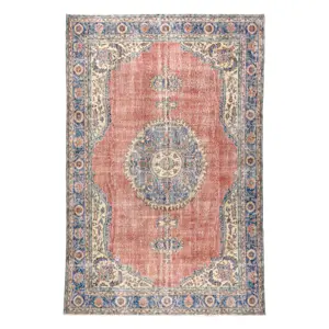 Produkt Ručně tkaný vlněný koberec Vintage 10488 rám / ornament, modrý / červený